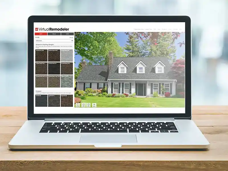 GAF's Virtual Remodeler tool on a laptop
